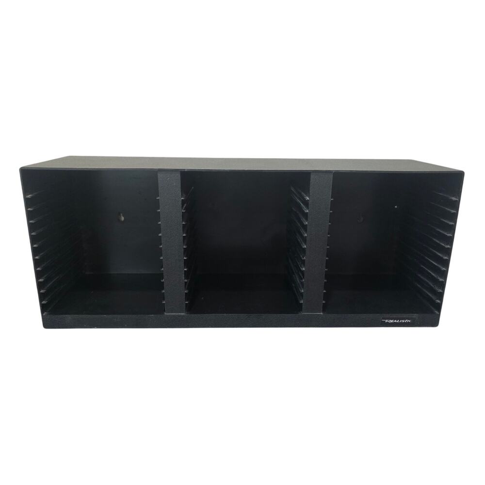 Realistic Black Triple Row Case Holder Shelf Stand Wall Mount Storage 36 CD's